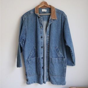 Vintage Calvin Klein Sport Denim chore coat with Corduroy Collar